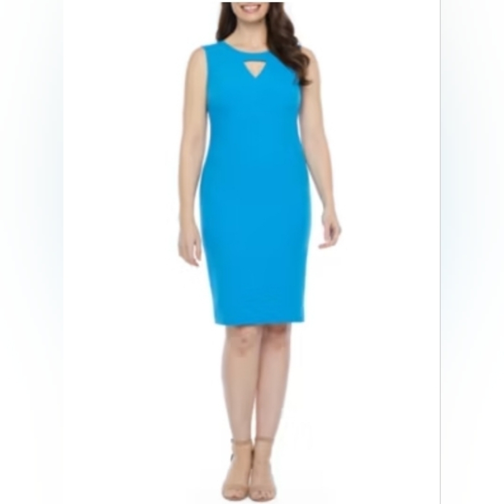Black Label by Evan-Picone Teal Sleeveless Sheath Dress Size 10